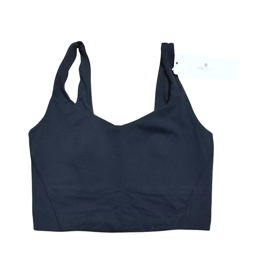 CRZ YOGA Black Sports Bra Tank Top XS 0 2 Workout Exercise NEW NWT
